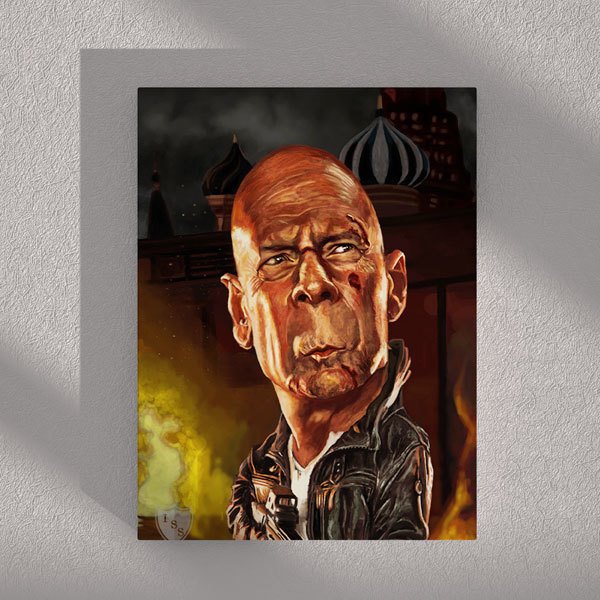 Bruce Willis Karikatür Kanvas Tablo 30x45 cm