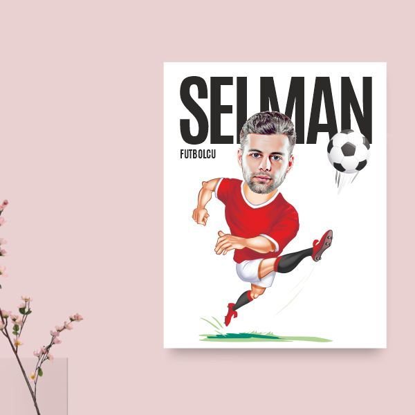 Kişiye Özel Karikatür Futbolcu Kanvas Tablo 30x45 cm