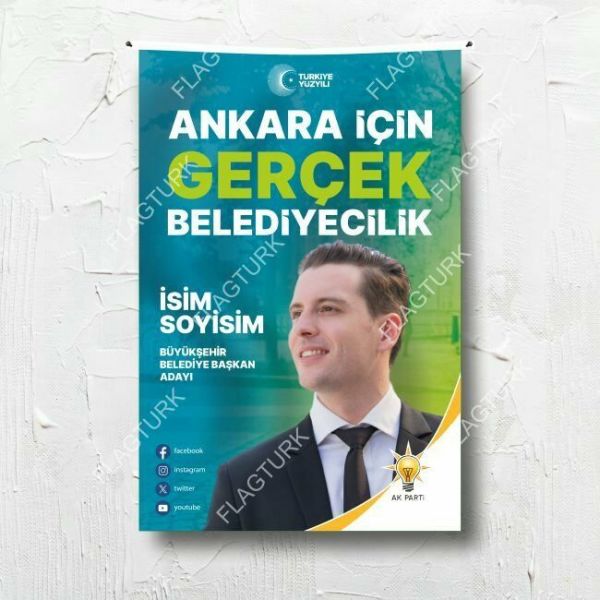 Ak Parti 2024 Belediye Başkanı Aday Posteri 200x300 cm