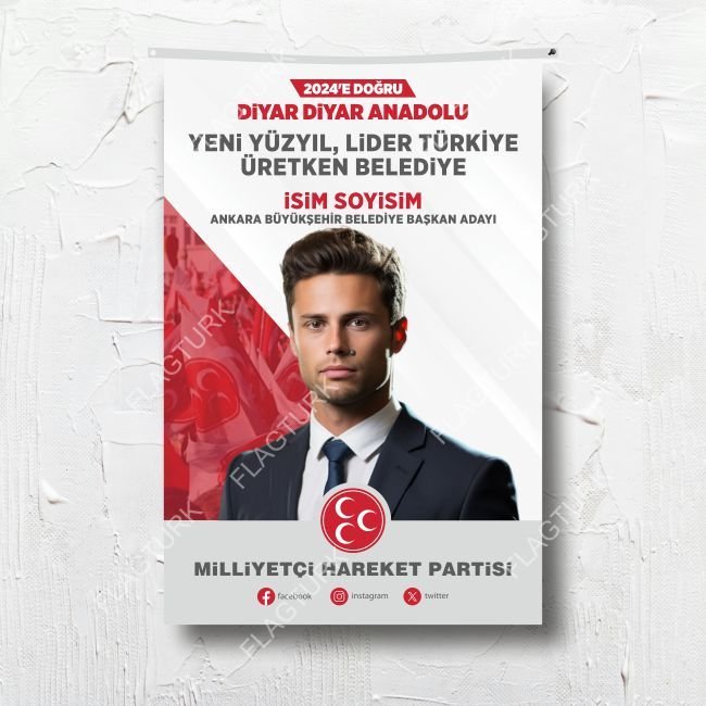 MHP 2024 Belediye Başkanı Aday Posteri 100x150 cm