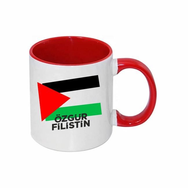 Özgür Filistin Kırmızı Kulplu Kupa Bardak
