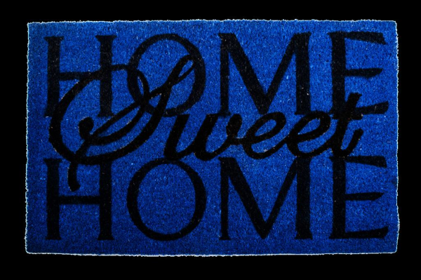 Giz Home Koko Kapı Paspası 45X75 Mavi Home Sweet Home