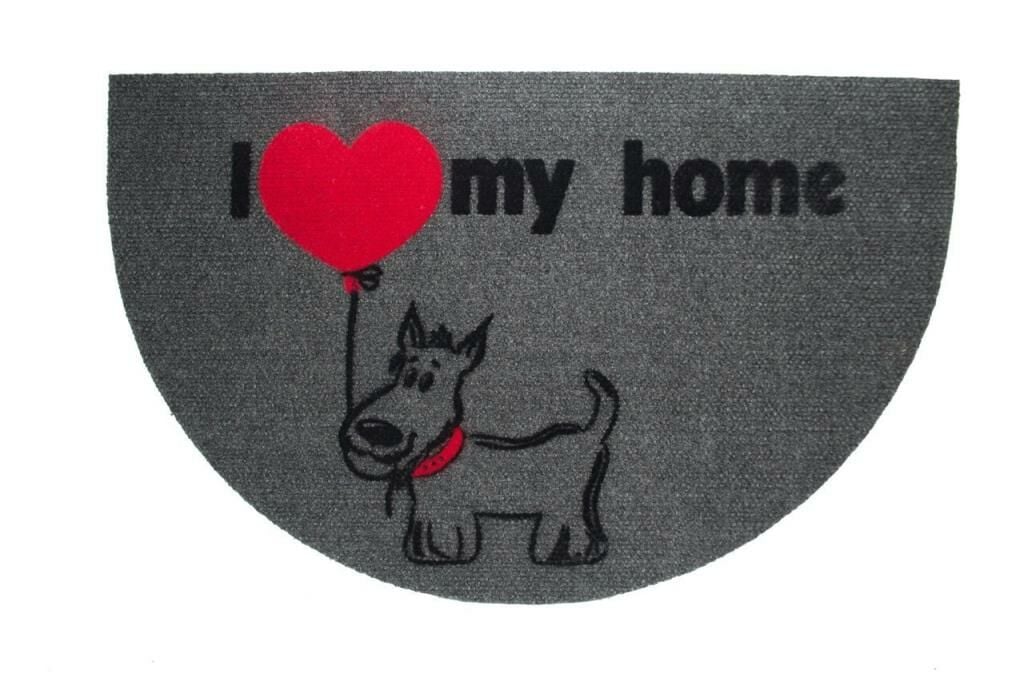 Giz Home İtalyan Luna Kapı Paspası 40X65 Yarımay Gri My Home Köpek