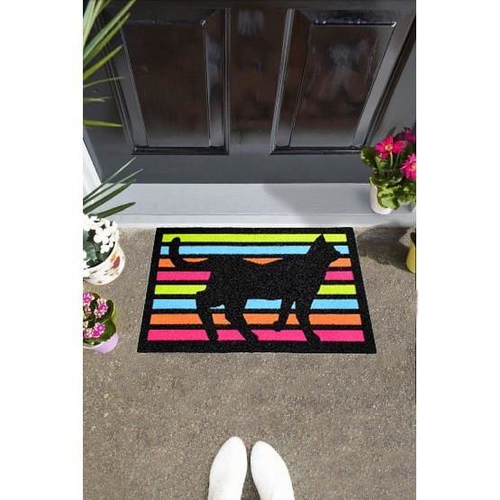 Giz Home İtalyan Kokardo Kapı Paspası 40X68 Çizgili Kedi