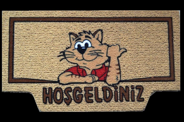 Giz Home İtalyan Kokardo Kapı Paspası 40X70 Welcome Kedi