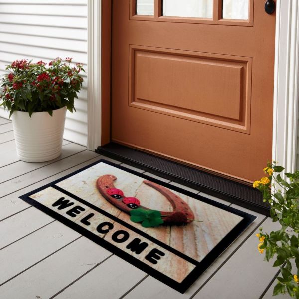 Giz Home İtalyan Format Kapı Paspası 40X68 Welcome Uğurböceği