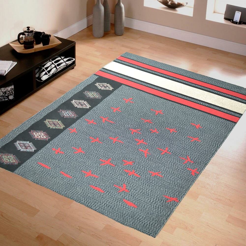 Giz Home Molly Çift Taraflı Kilim Ml12 Kırmızı Motifli