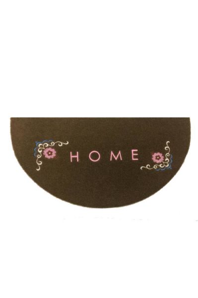 Giz Home Nakışlı/Brode Kapı Paspası 40X70 Yarımay Kahve Çiçekli