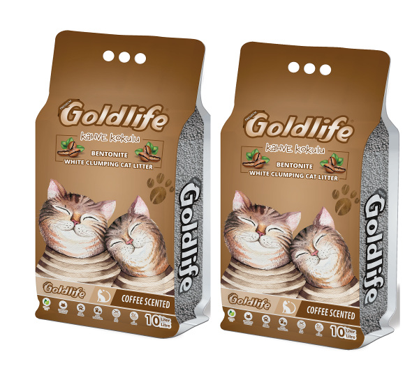 Goldlife Premium Kahve kokulu Kedi Kumu 10 Lt * 2 ADET