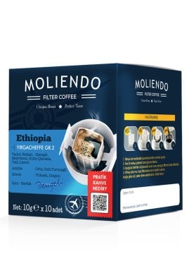 Moliendo Ethiopia Yirgacheffe Pratik Filtre Kahve 10x10 g