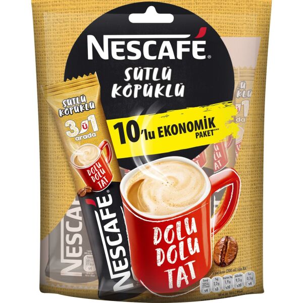 NESCAFE 3 Ü 1 ARADA SÜTLÜ KÖPÜKLÜ 17,4 G. PK:10 LU