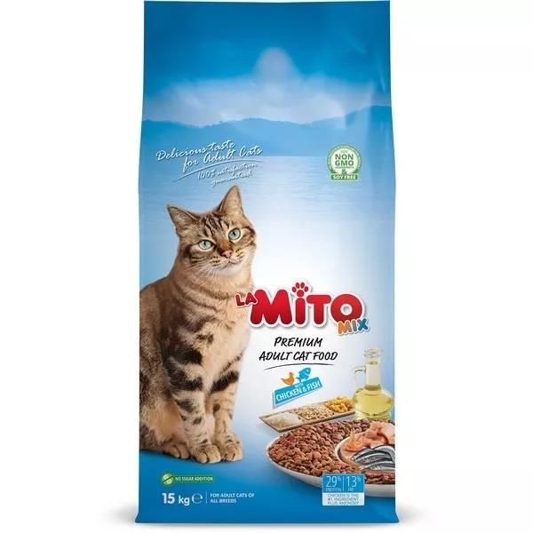 TEMİZMAMA 15 KG. La Mito Mix Adult Cat Tavuklu ve Balıklı Renkli Taneli Yetişkin Kedi Maması