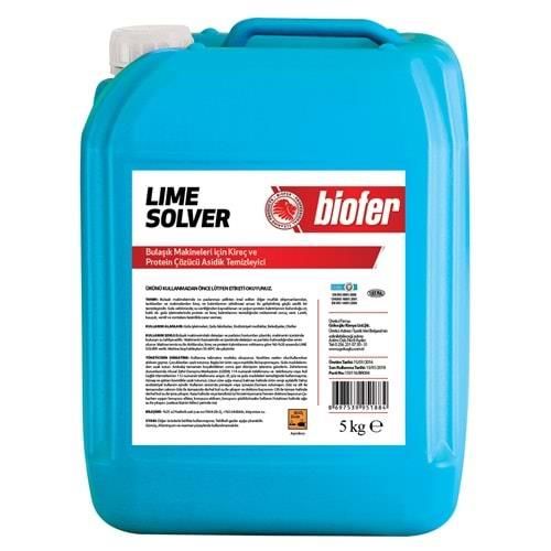 BİOFER 5 KG LİME SOLVER BULAŞIK MAKİNELERİ İÇİN KİREÇ VE PROTEİN ÇÖZÜCÜ ASİDİK TEMİZLEYİCİ