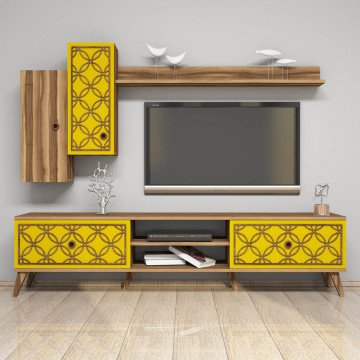 Variant Class Duvar Raflı Tv Ünitesi Ceviz - Sarı