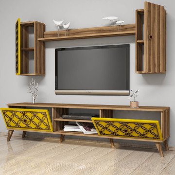 Variant Class Duvar Raflı Tv Ünitesi Ceviz - Sarı