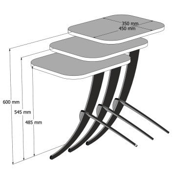 Pion Metal Ayaklı 3 Lü Zigon Sehpa - Meşe