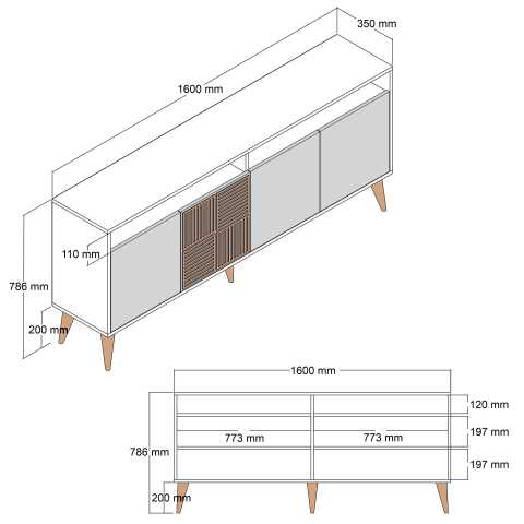 Milan 160 cm Konsol - Ceviz / Beyaz Mermer