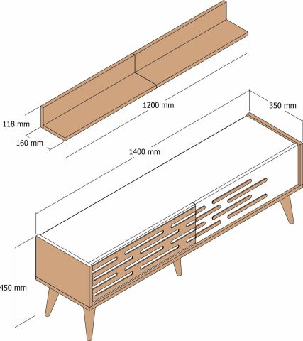 Variant Valensiya 140Cm Tv Ünitesi - Ceviz / Beyaz