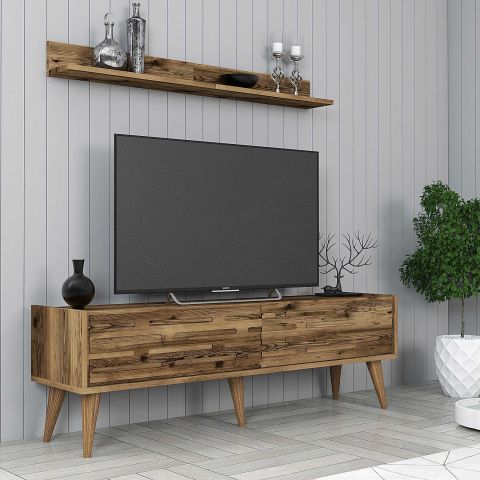 Variant Valensiya 140Cm Tv Ünitesi Ve Orta Sehpa Takımı - Ceviz / Ceviz