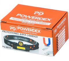 Powerdex PD-6672 Şarjlı Mıknatıslı Su Geçirmez Kafa Feneri