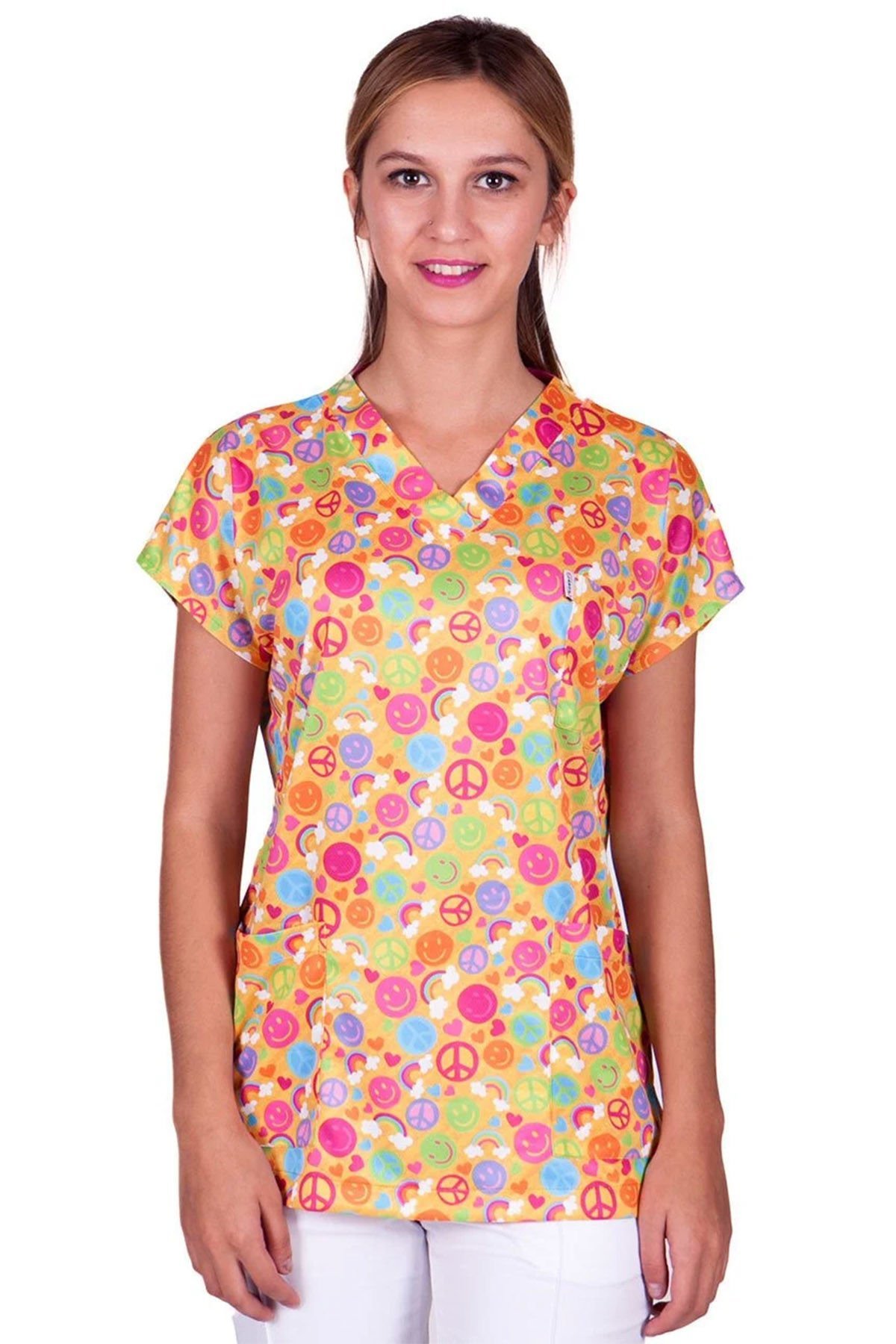 Cerrahi Üst Forma Kadın | Scrubs Tek Üst | Desen 1 (Greys Model) | LABOR Dry Touch Kumaş