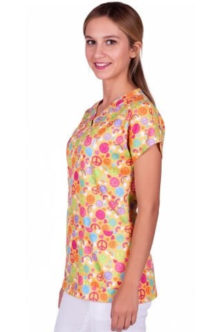 Cerrahi Üst Forma Kadın | Scrubs Tek Üst | Desen 1 (Greys Model) | LABOR Dry Touch Kumaş