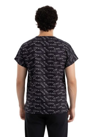 Atatürk İmzalı Desenli Erkek Cerrahi Forma Üst Yarasa Kol