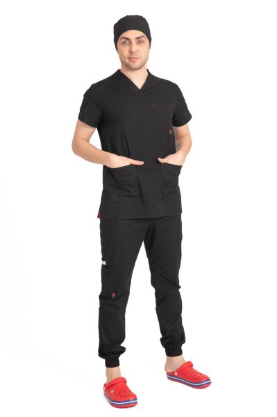 Dr Jogger Scrubs Likralı Koton Kumaş Erkek Siyah