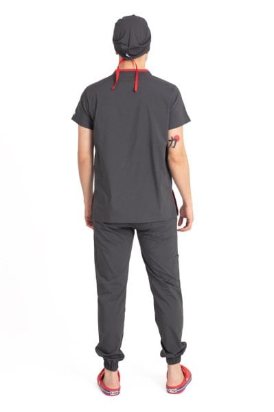 Dr Jogger Scrubs Likralı Koton Kumaş Erkek Füme