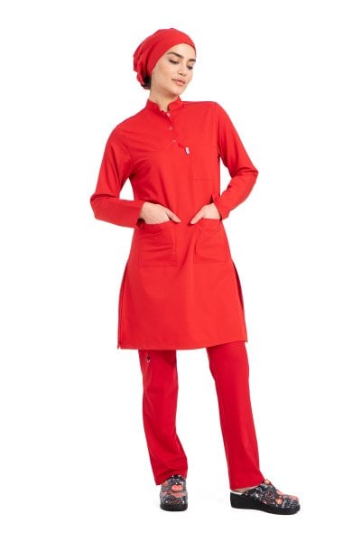 Labor Tesettür Scrubs Forma TST-03 | Elastik Likralı Pamuklu | Doktor & Hemşire