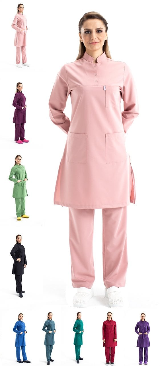 Labor Tesettür Scrubs Forma TST-03 | Elastik Likralı Pamuklu | Doktor & Hemşire