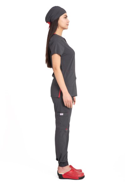 Dr Jogger Scrubs Likralı Koton Kumaş Kadın Füme