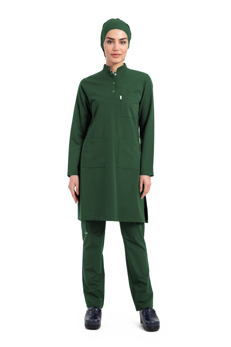 Likralı Pamuklu Tesettür Forma Tst-03 36/XS - Haki Yeşil