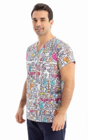 DRY TOUCH İç Organ Desenli Erkek Forma Üstü - Doktor/Hemşire (Cerrahi & Tıbbi)