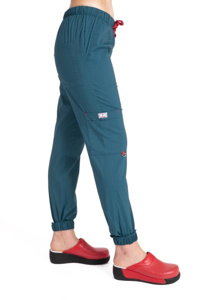 Dr Jogger Scrubs Likralı Koton Kumaş Kadın Petrol Yeşili