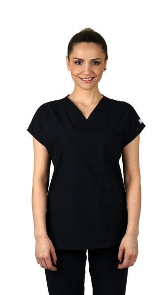 Dr.Greys Modeli Cerrahi Forma Bayan Takım Terikoton Kumaş Siyah