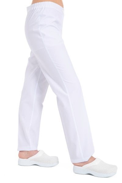 Beyaz pantolon kemerli boru paça
