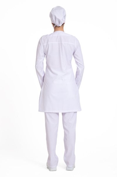 Tesettür hemşire forması beyaz alpaka kumaş tst-01