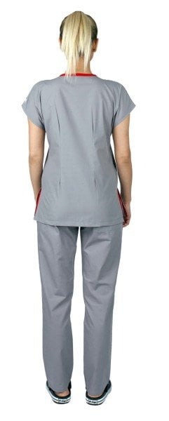 Dr.Greys Modeli Cerrahi Forma Bayan Takım Terikoton Kumaş Açık Gri