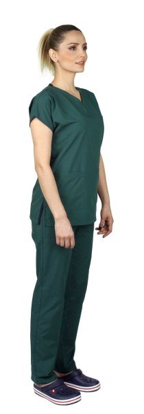 Dr.Greys Modeli Cerrahi Forma Bayan Takım Terikoton Kumaş Haki Yeşil