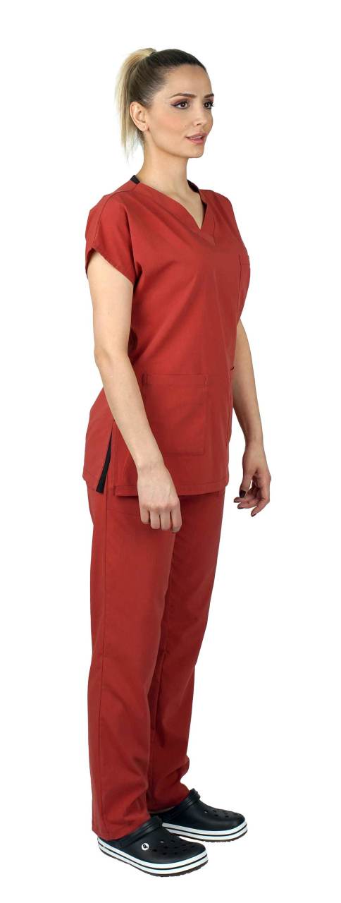 Dr Greys Modeli Cerrahi Forma Kadın Kiremit Renk