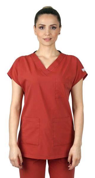 Dr Greys Modeli Cerrahi Forma Kadın Kiremit Renk