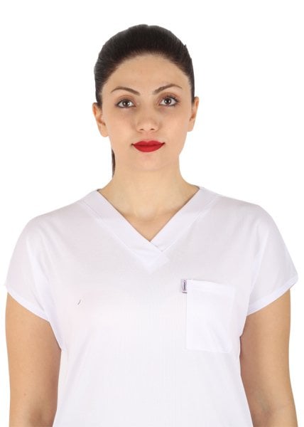 Dr Greys Model Cerrahi Üst Beyaz Dry Touch Yazlık Çok İnce Kumaş Kadın Üst