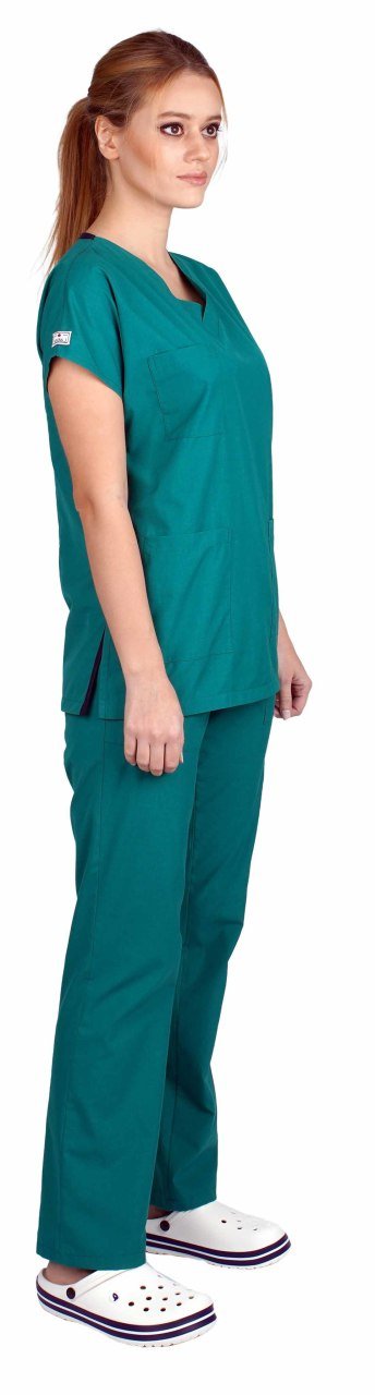 Dr Greys Modeli Cerrahi Forma Kadın Hastane Yeşili Terikoton