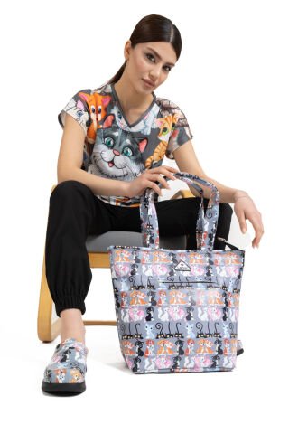 Dr Bag Kedi Desenli Çanta Kadın ve Erkekler İçin