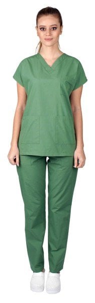 Dr Greys Modeli Cerrahi Forma Kadın Fıstık Yeşili Terikoton