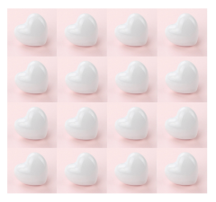 16 ADET  Beyaz Renk Bombeli Kalp Kulp Modeli