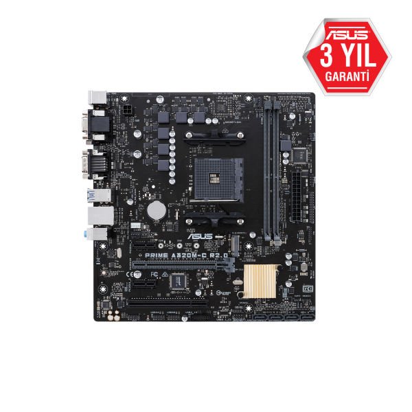 ASUS PRIME A320M-C R2.0 A320 2xDDR4 VGA+DVI+HDMI+COM 16X 1xM2 AM4 ANAKART