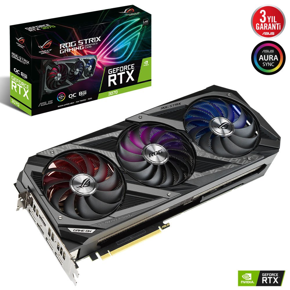 ASUS ROG-STRIX-RTX3070-O8G-V2-GAM RTX3070 LHR 8GB GDDR6 256Bit 3xDP/2xHDMI