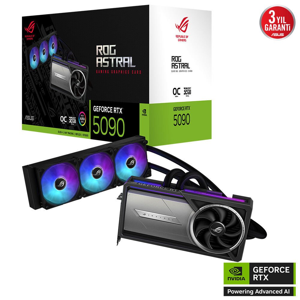 ASUS ROG-ASTRAL-LC-RTX5090-O32G-GAMING NVIDIA GEFORCE RTX 5090 32GB GDDR7 512bit OC 2xHDMI 3xDP RGB DLSS4 EKRAN KARTI